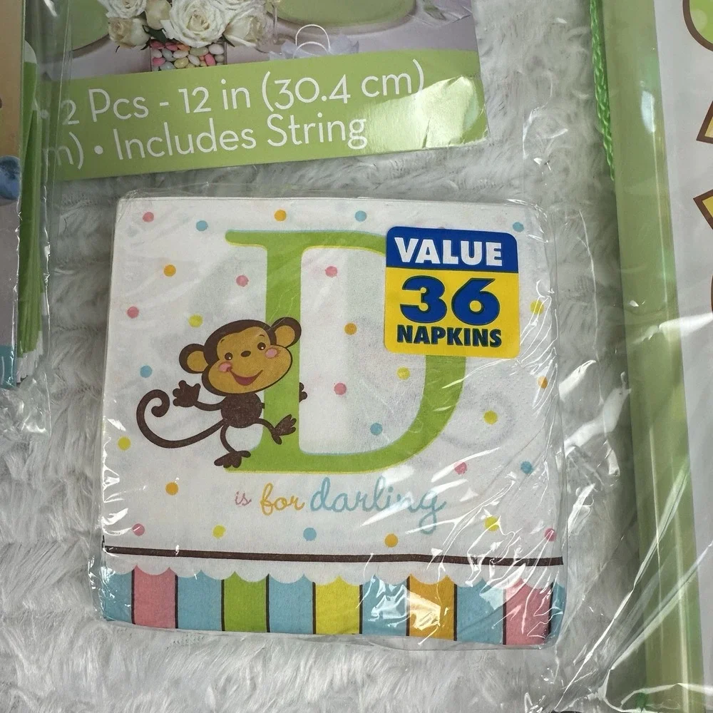 Fisher Price Rainforest Animals Baby Shower Decorations Banner Bundle Neutral